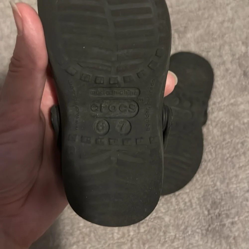 Crocs Toddler Black Slip On Size 6 7 Karin Clog Mary Jane Style Double Strap